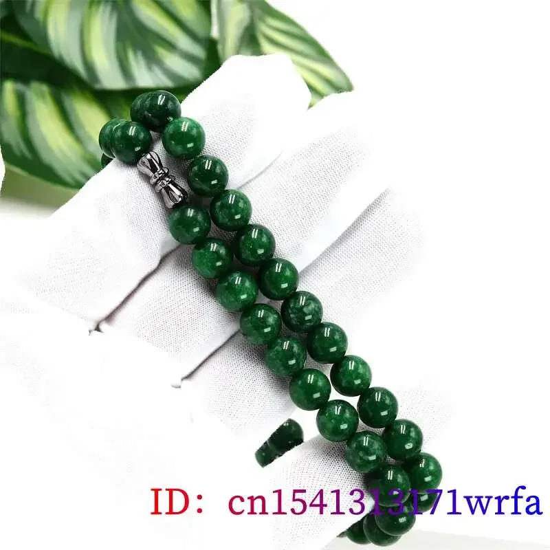 Green Real Jade Beads Necklace Gifts for Women Men Beaded Jadeite Gift Amulet Natural Jewelry Charm Fashion Energy Gemstone