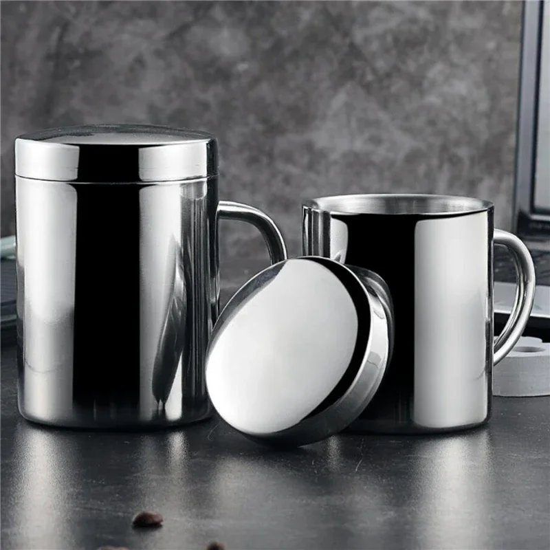 

Milk cup with lid Double Wall Stainless Steel Coffee Mug with lid Portable Cup Travel Tumbler Jug Milk Tea Cups Office Water Mug