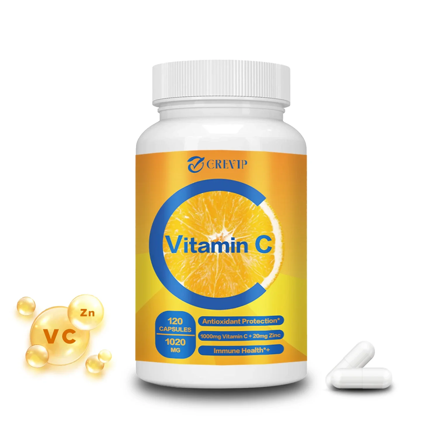 

Vitamin C - Contains Zinc, An Antioxidant, Boosts Immunity, and Helps Support Healthy Skin, Nails, and Hair