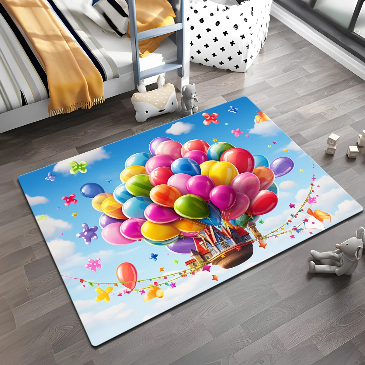 Christmas Present Candy Ice Cream Style Colorful Castle Pattern Print Large Area Rugs for Boys Girls Kids Baby Bedroom  tapis