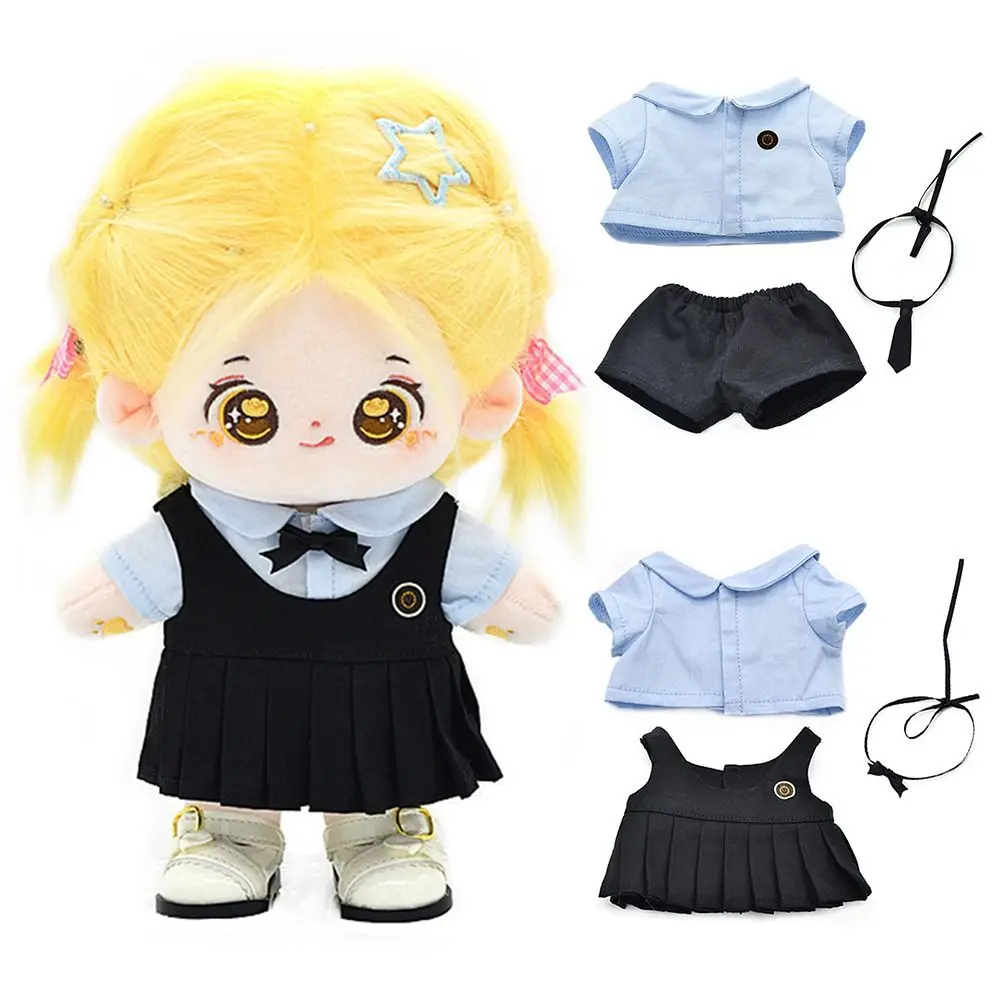 20cm Doll Clothes Changing Dress Game Blue Doll Couples Dress Cosplay Photo Prop Miniature School Uniform Cotton Stuffed Doll