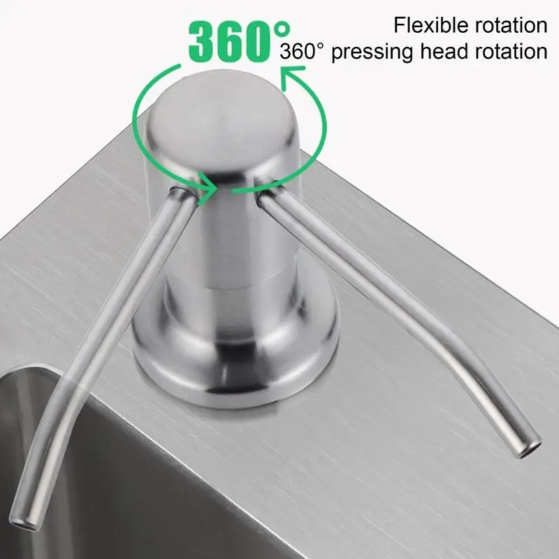 Dispenser di sapone liquido per lavello Dispenser di lozione per le mani con testa in acciaio inossidabile Accessori da cucina per pompa per bottiglia di sapone da appoggio
