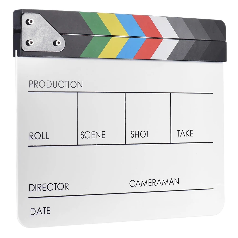 Andoer Acrylic Clapboard Dry Erase for TV Film Movie Director Cut Action Scene Clapper Board Slate With Marker Pen Eraser