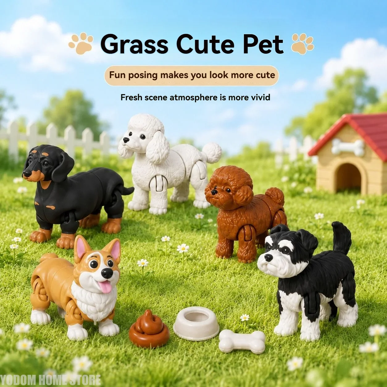 3d Printed Cute Puppy+Poop+Dog Basin Set for Desk Living Room Decoration Home Accessories Figure