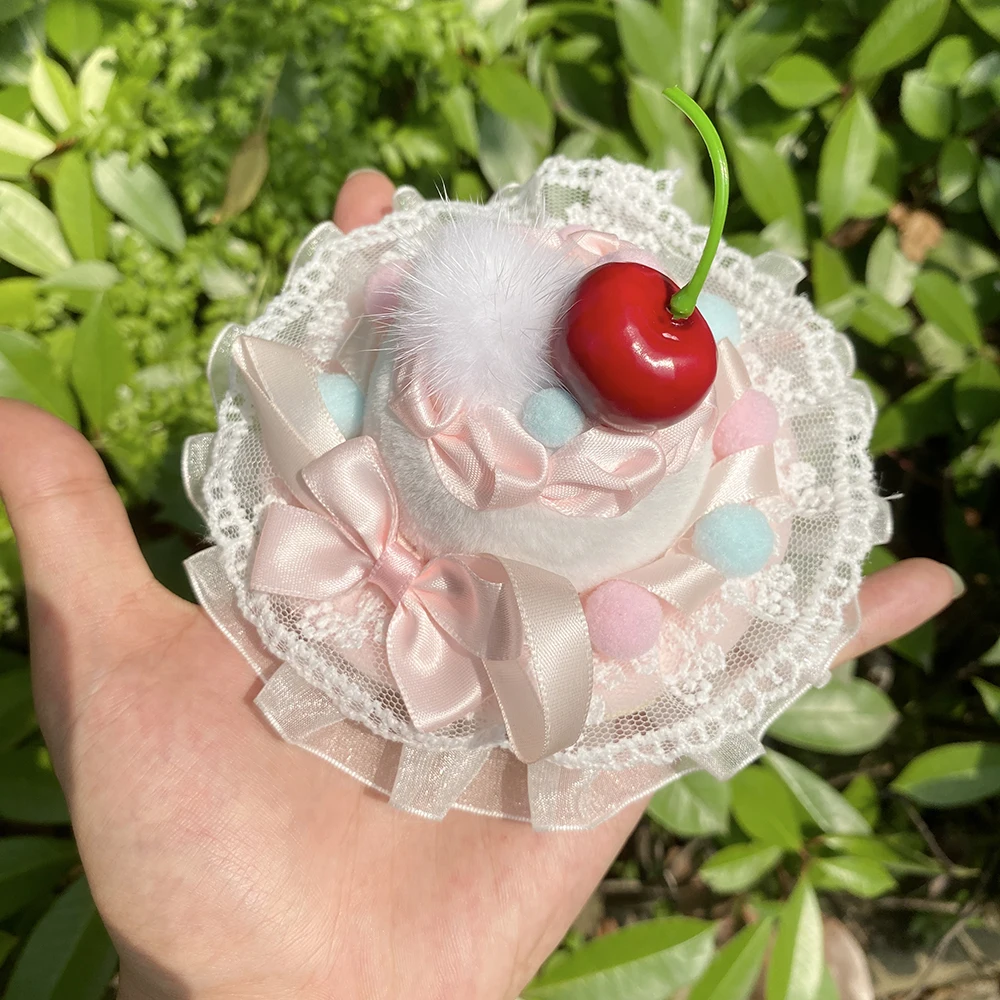 AENSOA Sommer Rosa Serie Kuchen Lolita Haarnadel Für Frauen Mädchen Delikatesse Kirsche Spitze Rand Bowknot Dekoration Haar Zubehör Neue – Detail 1