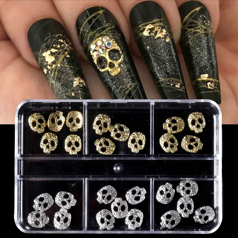 Unique Punk Gothic Style Metal Alloy Skull Nail Decoration for Halloween