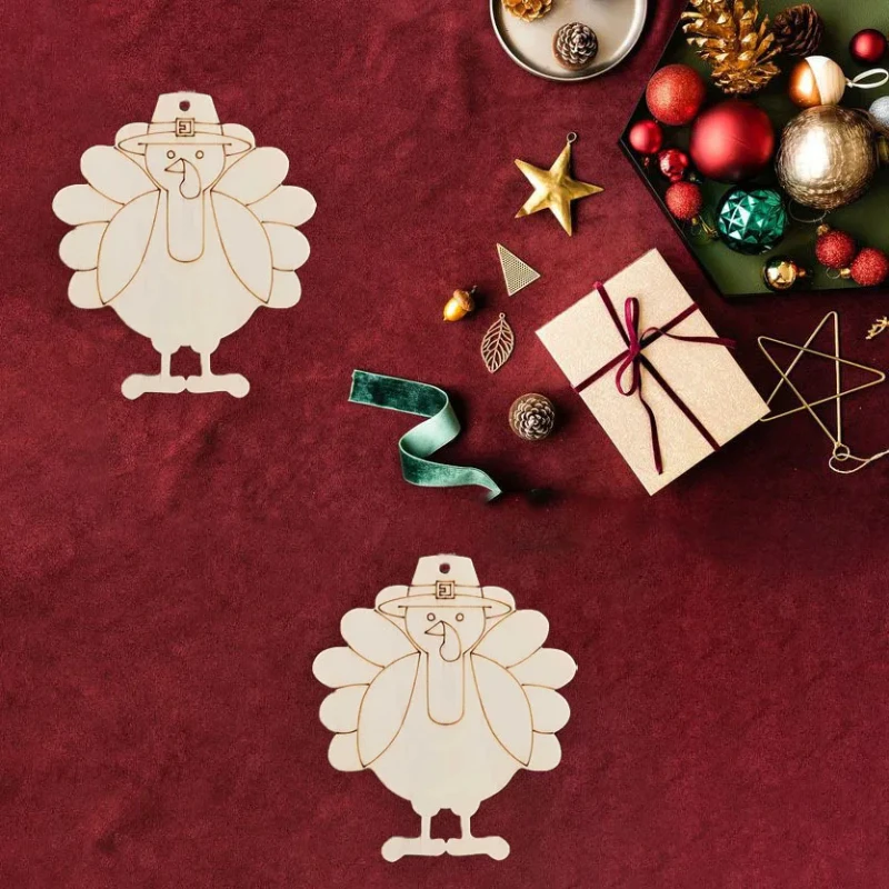 

10 упаковок деревянных поделок в форме индейки, сделай сам, под покраску, рождественские праздничные украшения на День Благодарения