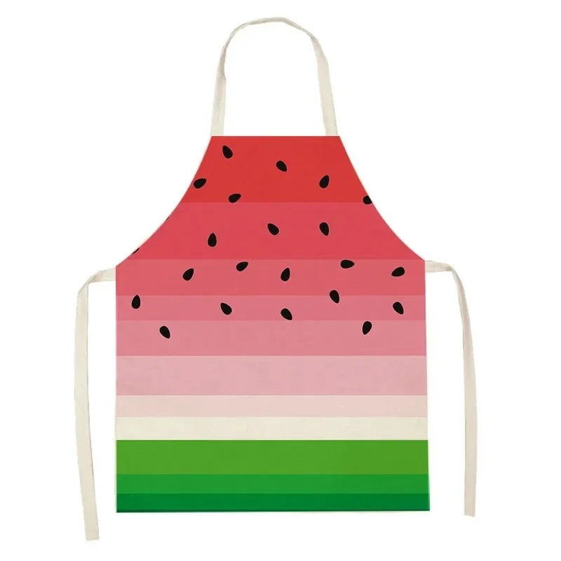 Summer Watermelon Pattern Fruit Print Apron Linen Sleeveless Lace Up Baking Stains and Oil Resistant Adult and Children Cover