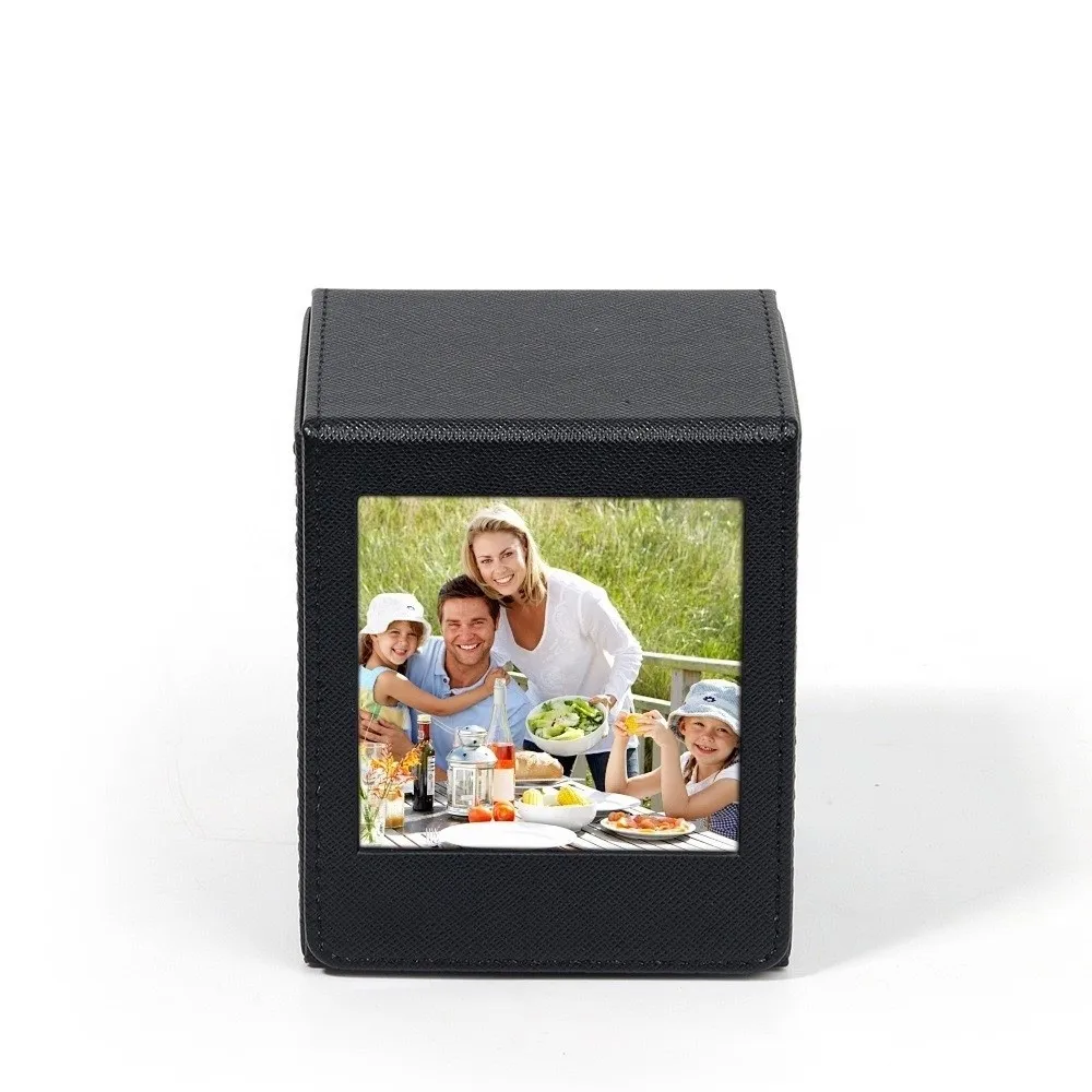 Flip Cover 3-Inch Photo Storage Box Magnetic Leather Photo D