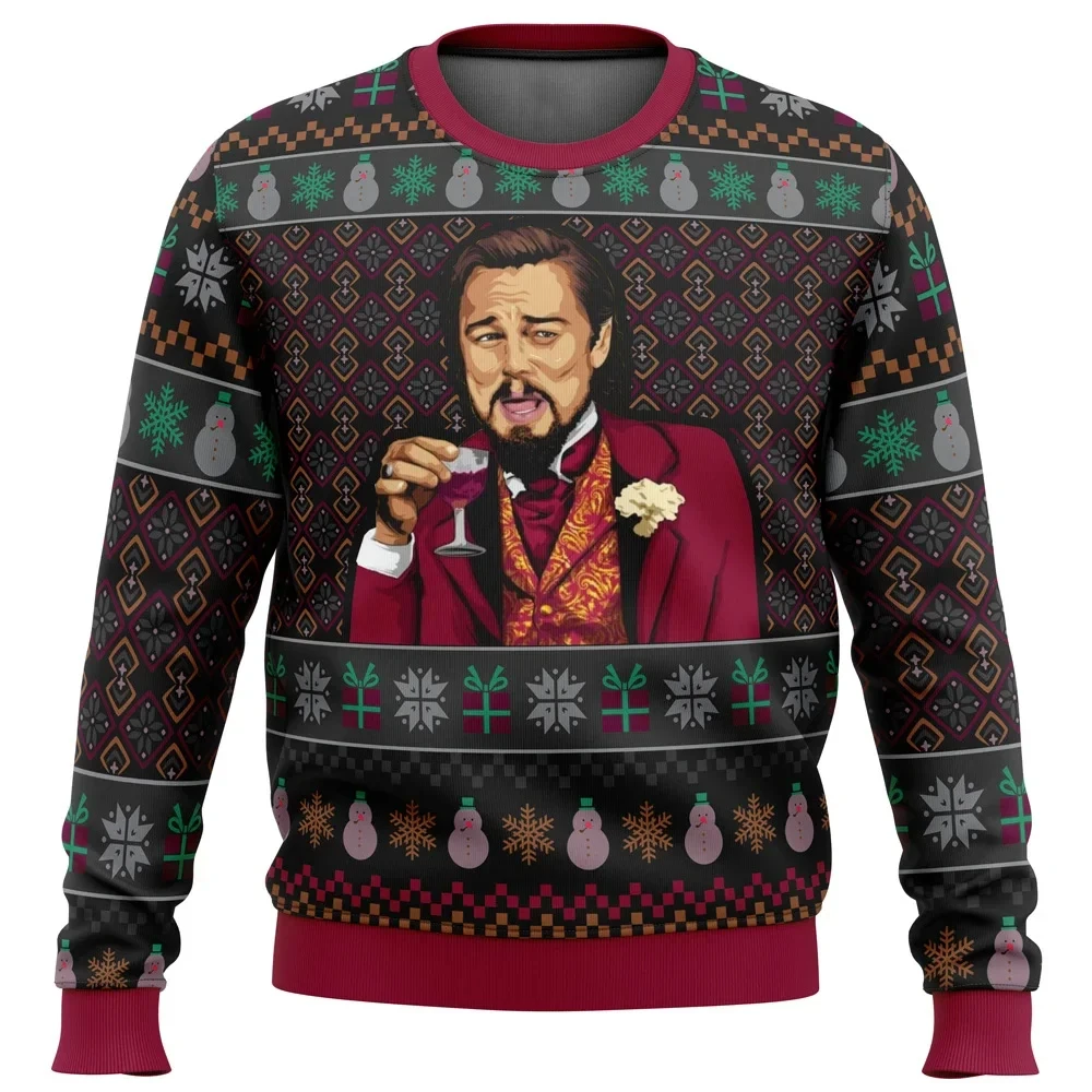 Pull de Noël Leonardo Dicaprio Mème qui rit, pull Père Noël, sweat-shirt 3D, cadeau pour homme, automne, vêtements d\'hiver, Y-ly, 2024