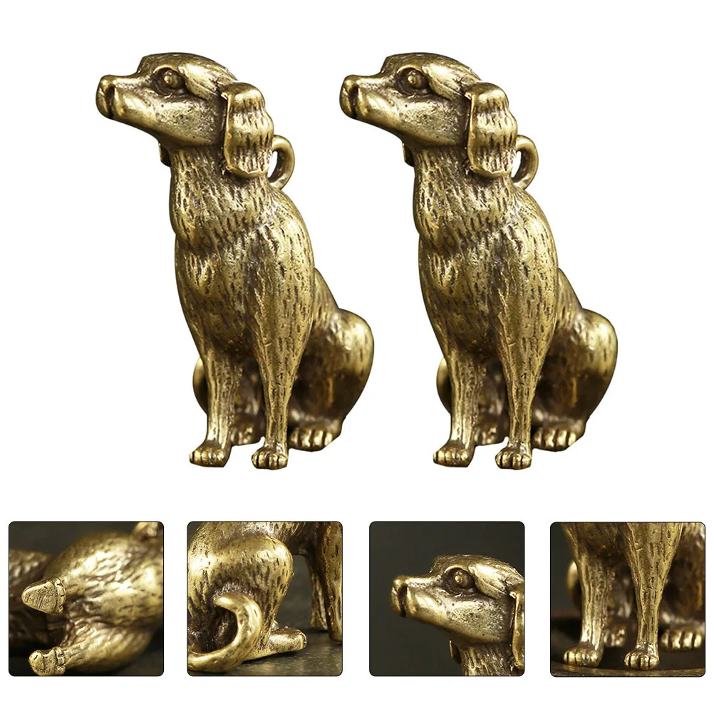 

2Pcs Brass Dog Hanging Pendant Durable Lightweight Craft Decor for Desktop DIY Ornament Brass Craft Pendant Hanging Decor
