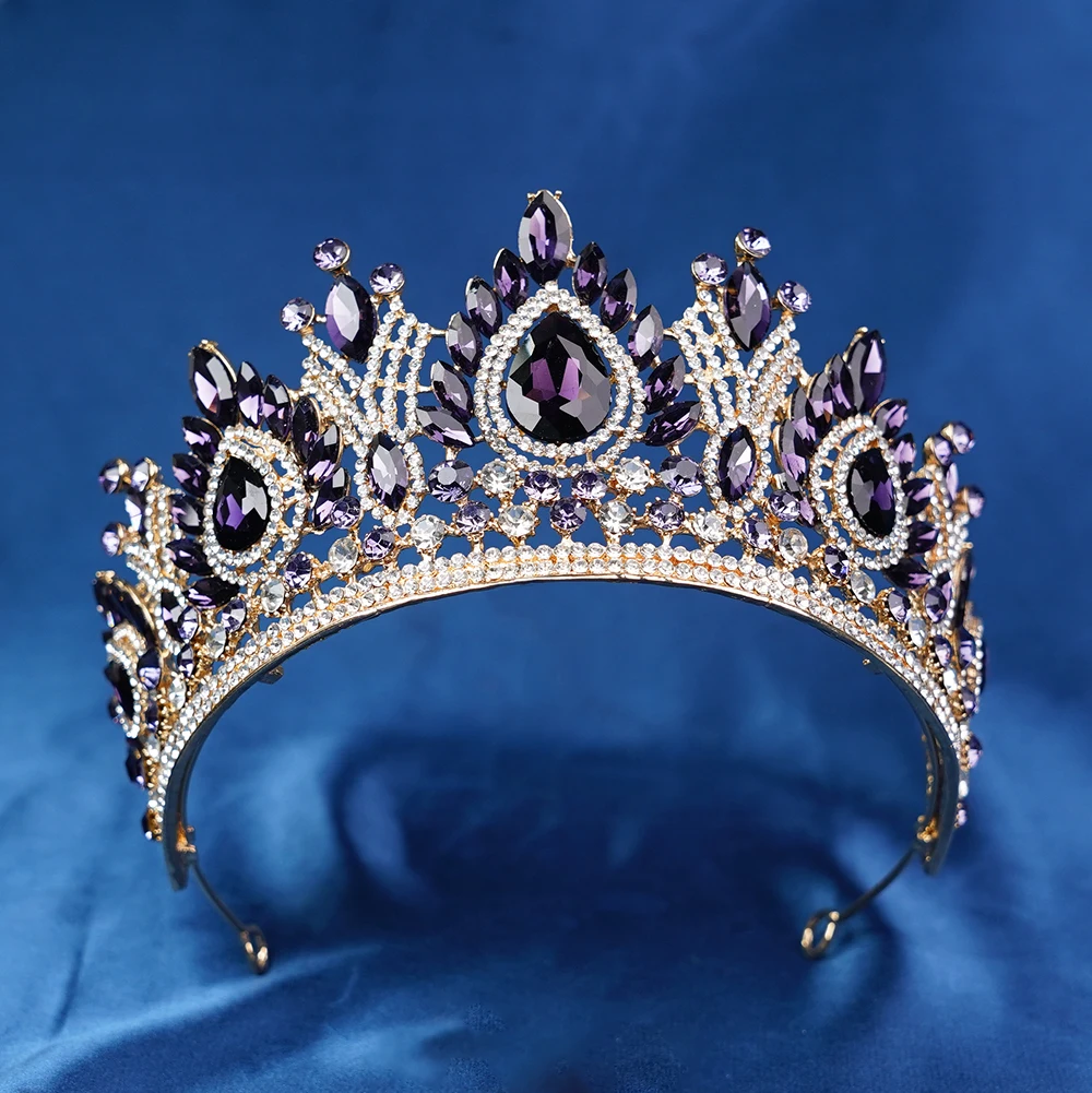 Роскошные высокие золотые цвета с кристаллами королевской королевы, свадебная корона для женщин, диадемы для банкета, костюм для вечеринки, украшения для волос, аксессуары
