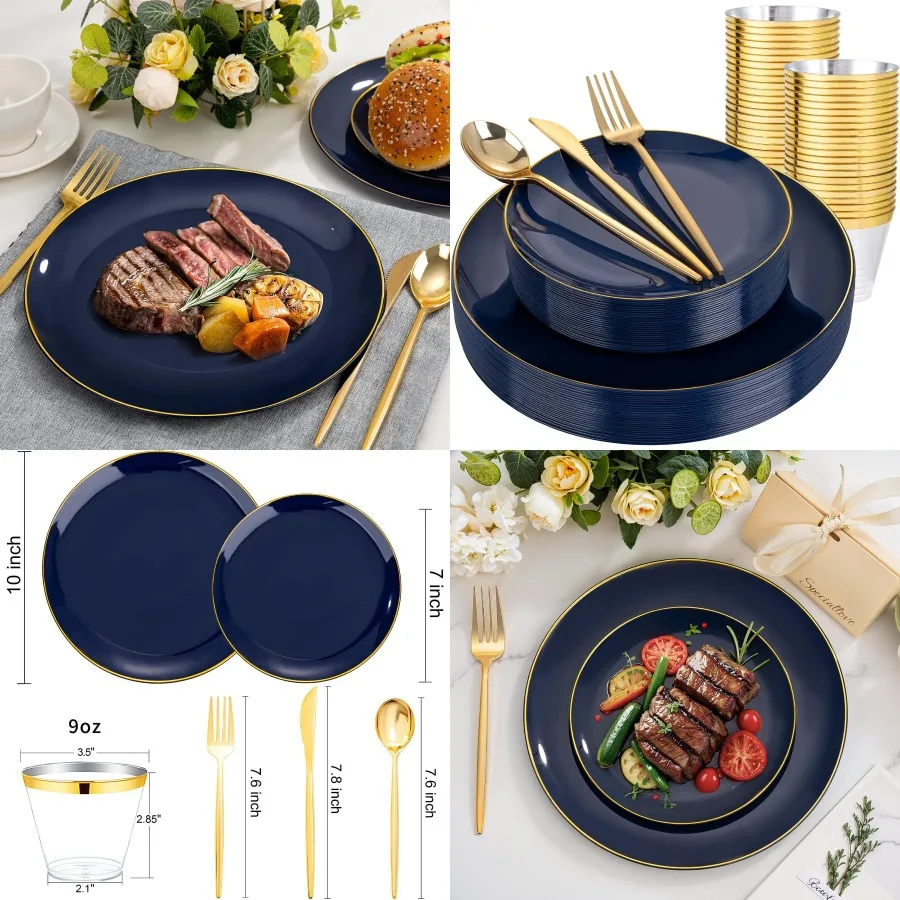 150PCS Blue And Gol… - image