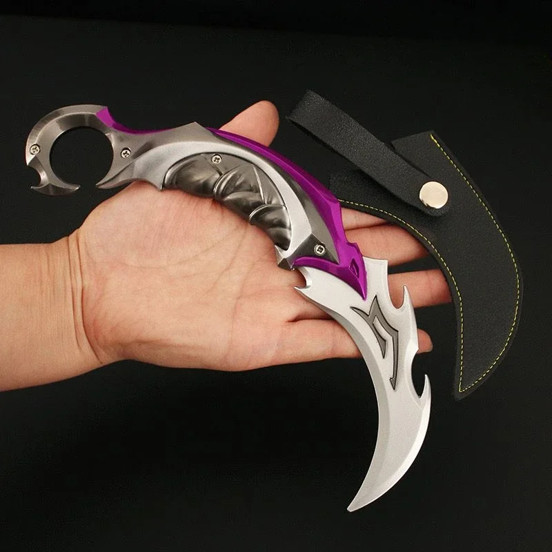 발로란트 무기 근접 리버 Karambit 칼 사무라이 소드 무기 모델, 게임 주변 분리형 장식 장난감, 소년 선물, 22cm