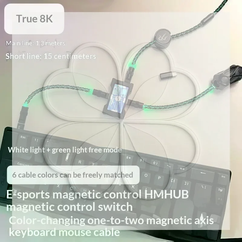 Magnetic Gaming Mechanical Keyboard Cable 8K One to Two Data Cord for HMlab Hub Desktop Laptop Gamer Home Use