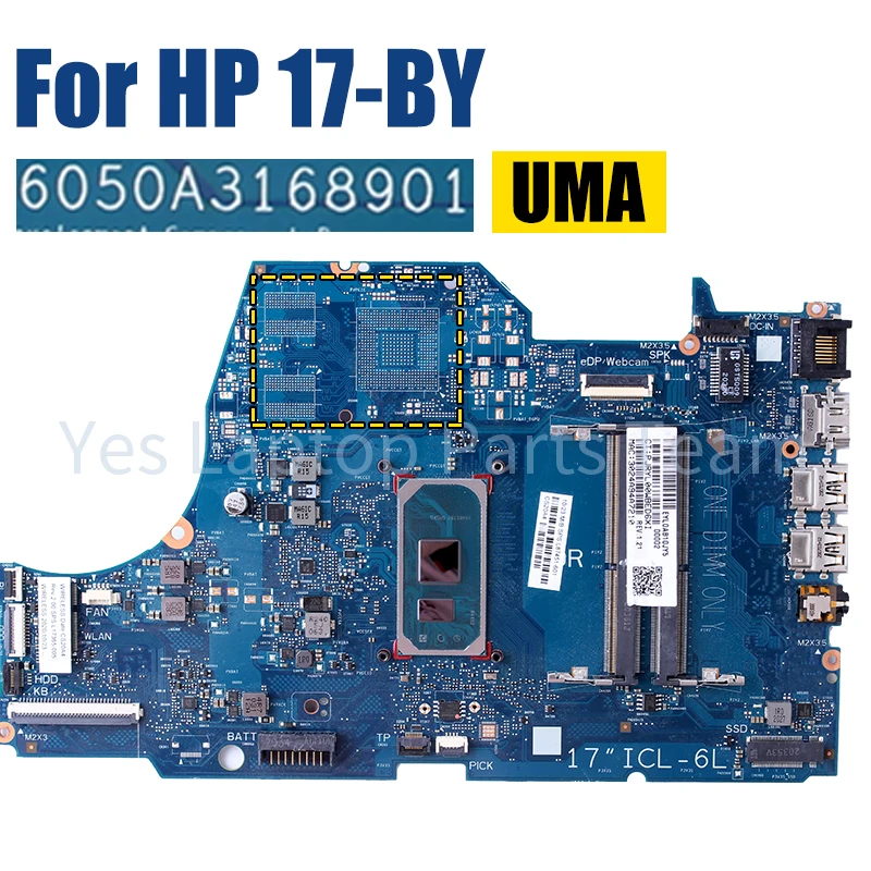 Imagem -03 - Placa-mãe Portátil para hp 17-by 6050a3168901 L87450601 L87451-601 L87453-601 i3 i5 i7 10th Gen Notebook
