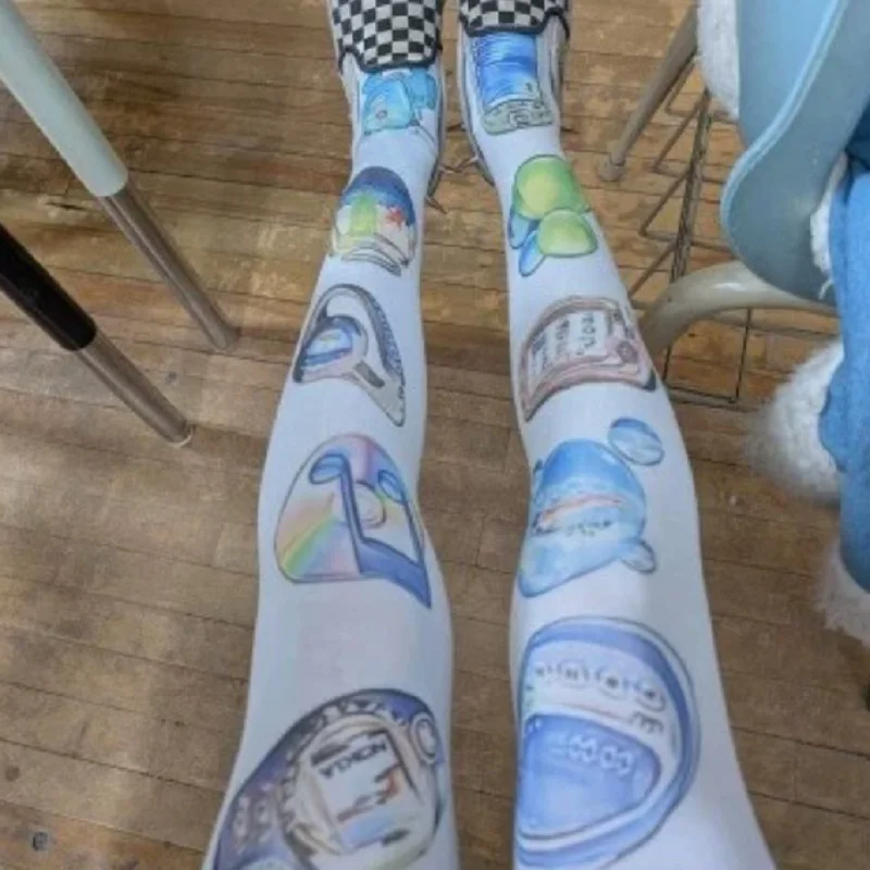 Calcetines Altos Hasta el Muslo para Mujer con Estampado de Muñecas de Animales de Dibujos Animados, Calcetines Largos Kawaii con Múltiples Personajes, Calcetines Dulces para Uso Diario de Chicas