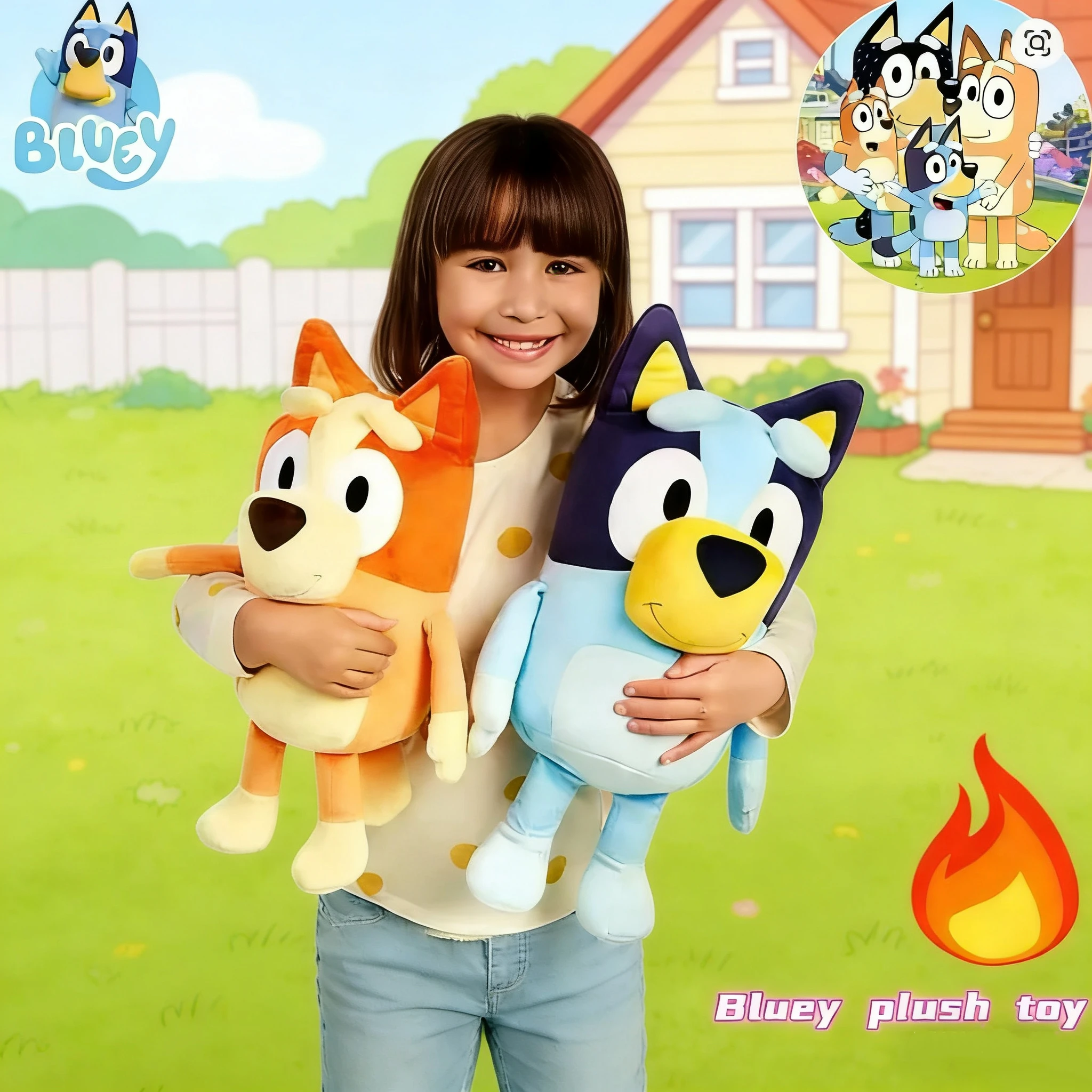 2026HOT Peluche de la Familia Bluey y Bingo, Muñecos de Peluche Suaves de Perros de Dibujos Animados, Regalos de Cumpleaños y Navidad para la Familia Blue-Y Bingo@@