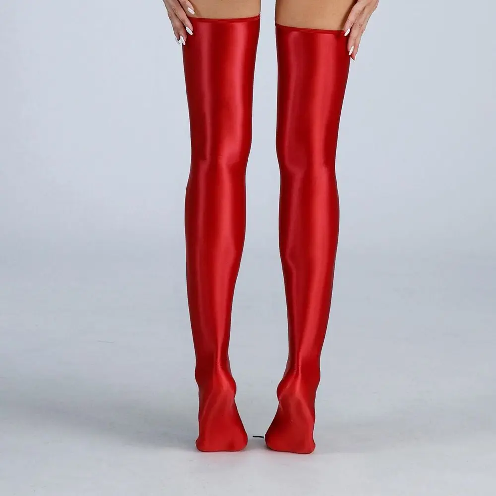 موضة مطاطا المرأة السلس النفط لامعة الجوارب طويلة فوق الركبة عادية طول الركبة الأربطة الفخذ العليا النفط الجوارب ليلة نادي الطرف #4