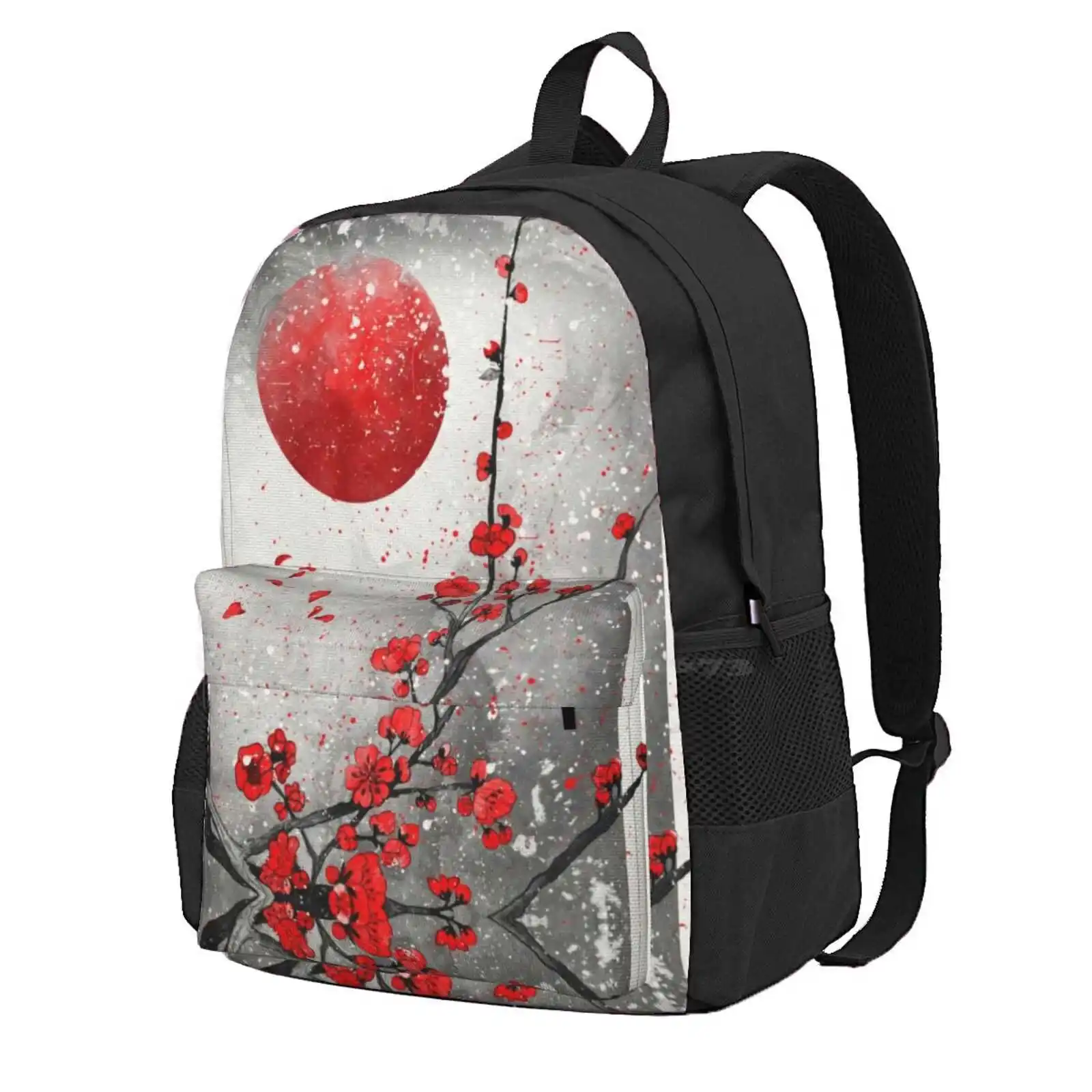 The Red Moon Hot Sale Schoolbag Backpack Fashion Bags Moon Red Sakura Cherry Flower Bloomm Night Sky Stars Japanese