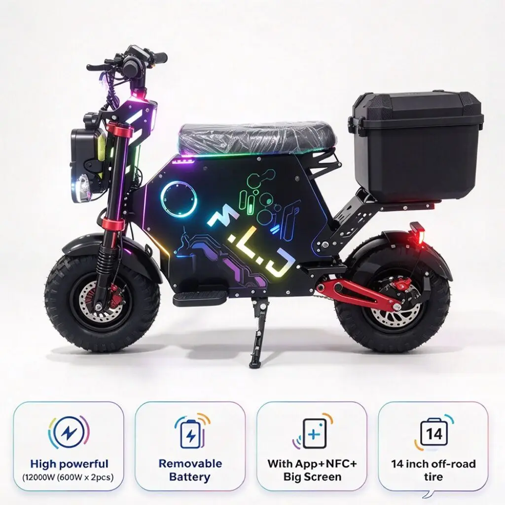 FLJ 14 Inch Wheels High Powerful 72V 12000W Electric Scooter with App Function and Removable Battery 60V 10000W Scooter
