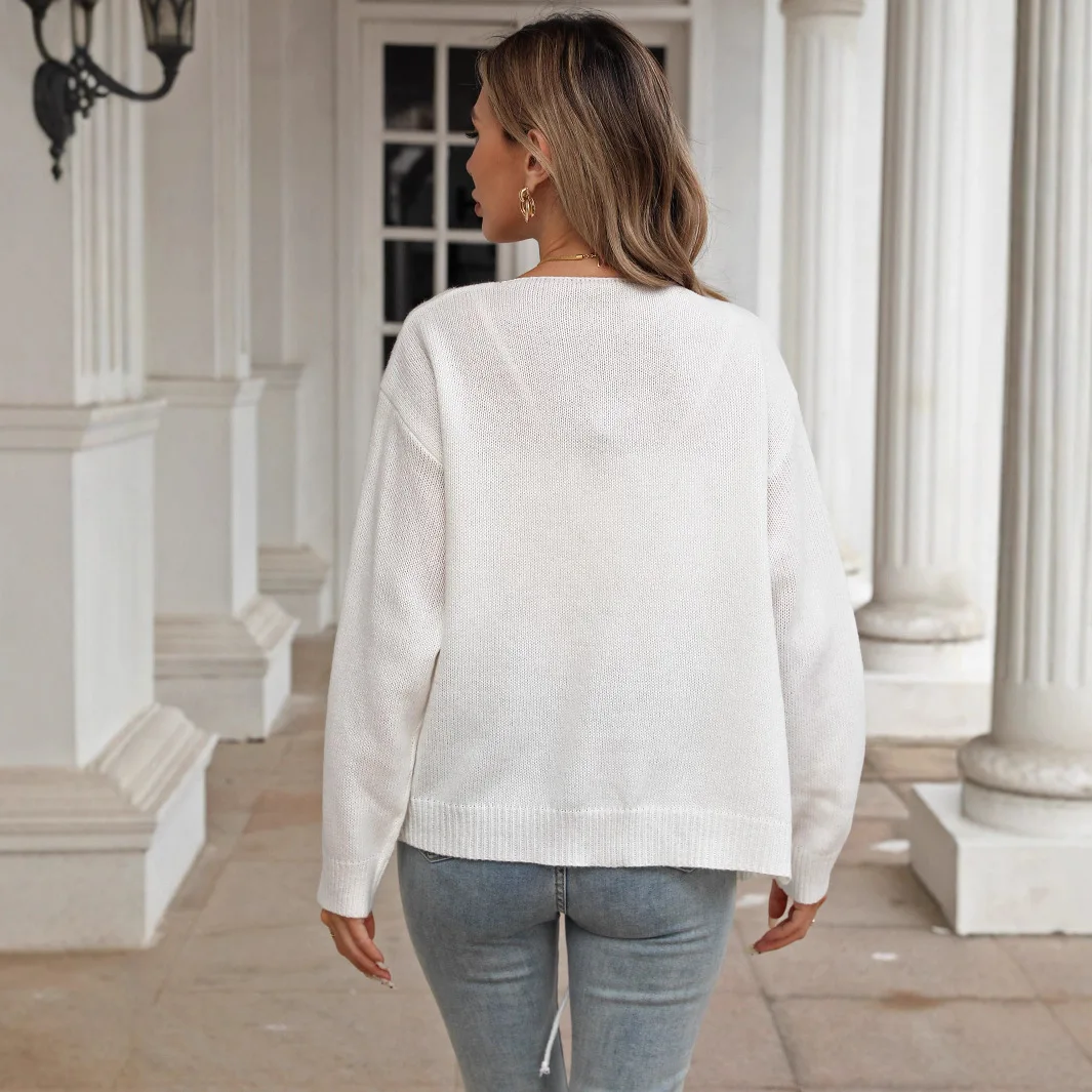 Damen-Strickpullover, Mantel, lässig, rund, mit Knoten, Krawatte, Oberbekleidung, offene Strickjacke, weiches Lammsamtmaterial, chinesischer Pr...