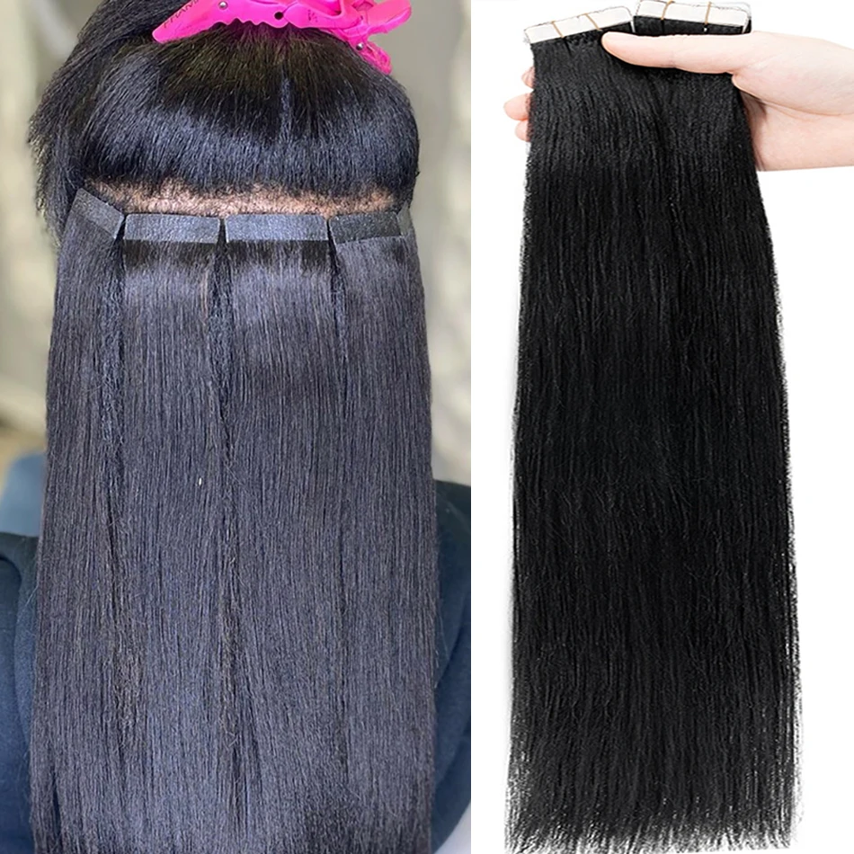 Tape in Hair Extensions Human Hair Straight Natural Black Tape on for Women 100% Human Remy Hair Tape in Hair Extensions