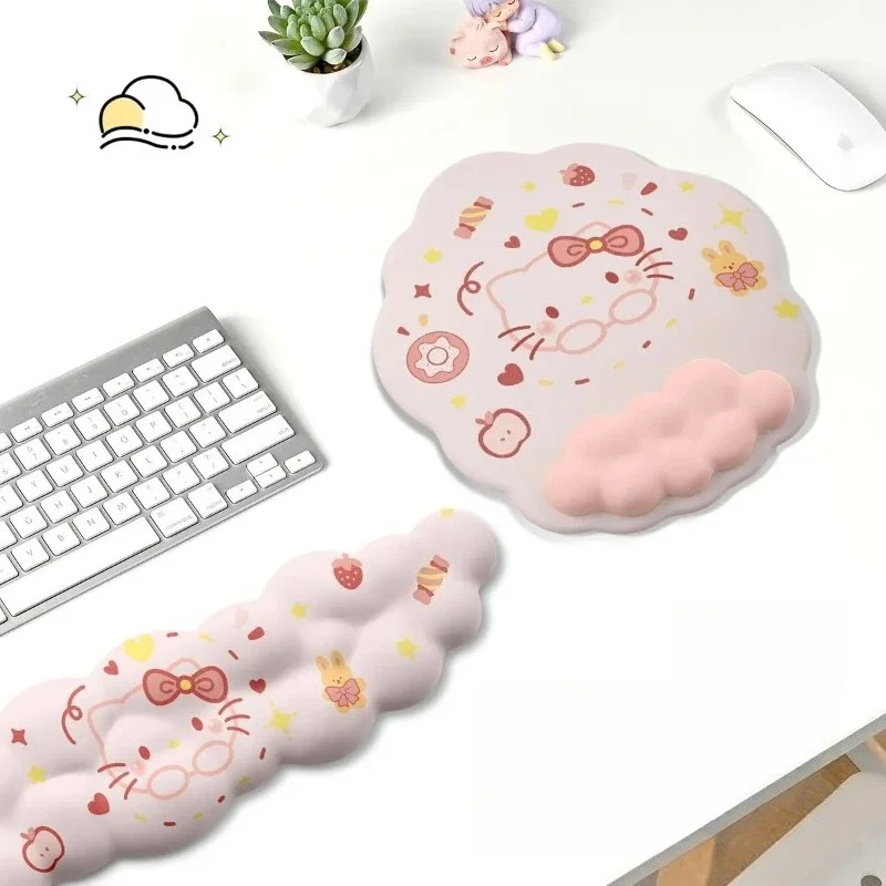 

Hello Kitty Mouse Pad With Wrist Rest Kitty Cat Soft Silicone Wrist Support Non-slip Keyboard Mouse Pads For Laptop Computer