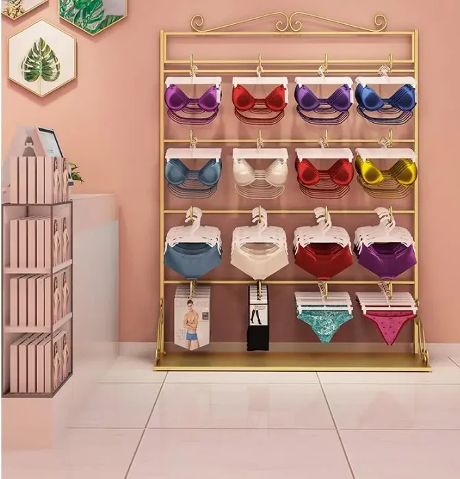 Gold display rack, supermarket shelf, high-end combination bra rack, wall underwear, multi-layer socks rack