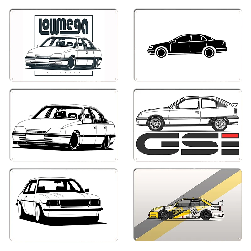 Opel Omega Metal Sign Cinema Kitchen Garage Club Custom Painting Décor Omega Classic Car Tin Sign Posters