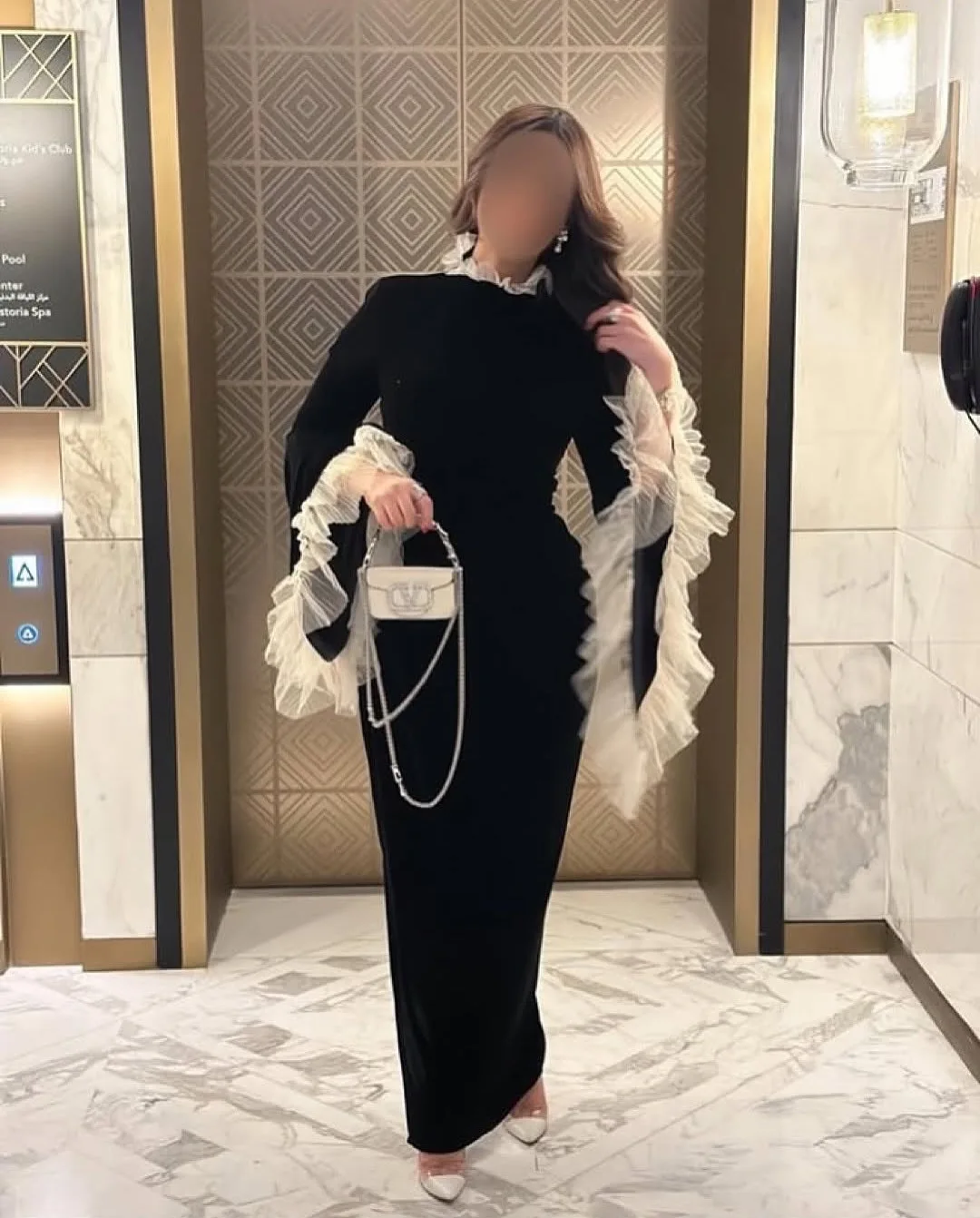 Vintage Black Mermaid Evening Dresses Puffy Long Sleeves Ruffles Prom Gowns Arabic High Neck Customized Special Occasion Dress