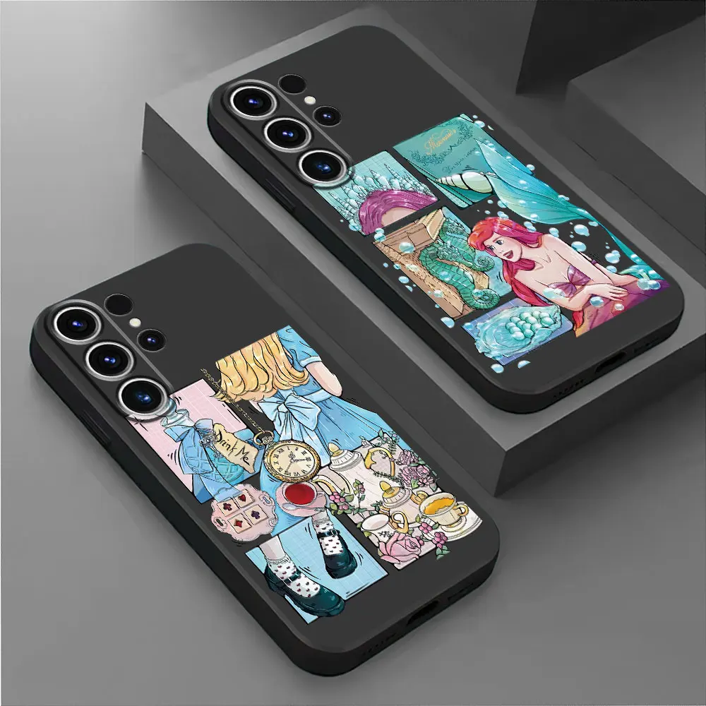 Case for Samsung Galaxy S20 S22 Plus S24 Ultra S21 FE S21 5G S23 Ultra Disney beautiful Princess Cover Black Soft Capa Cases