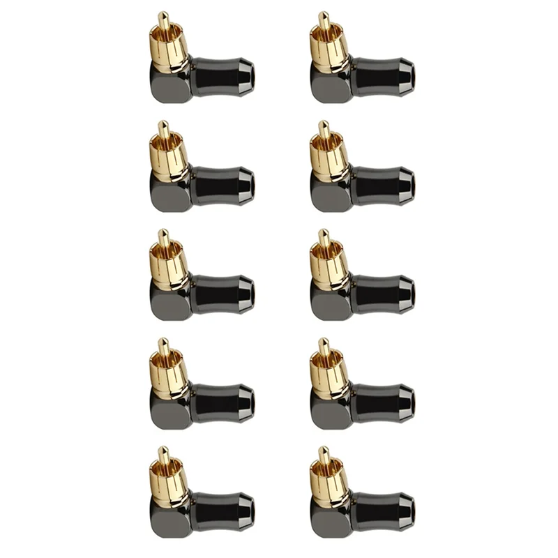 

【Hot-Sell】10Pcs RCA Connector Audio Plug Male 90 Degree Right Angle Elbow Speaker Terminal Conector For Soldering Video Cable