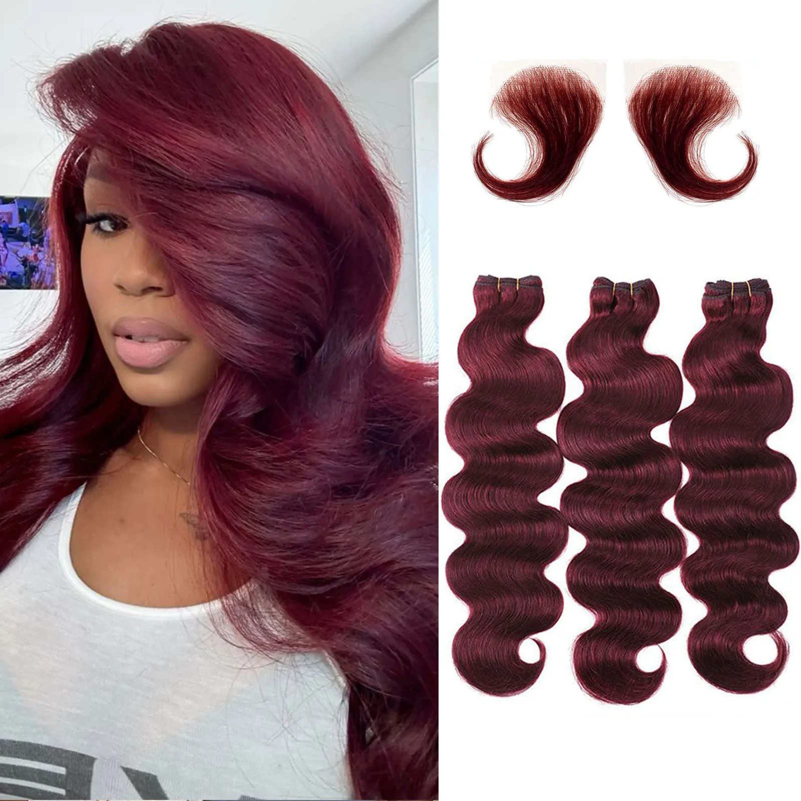 Burgundy Body Wave 3 Bundles Human Hair #99J 16A Body Wave Bundles Human Hair 100% Virgin Unprocessed Weave Human Hair Wig