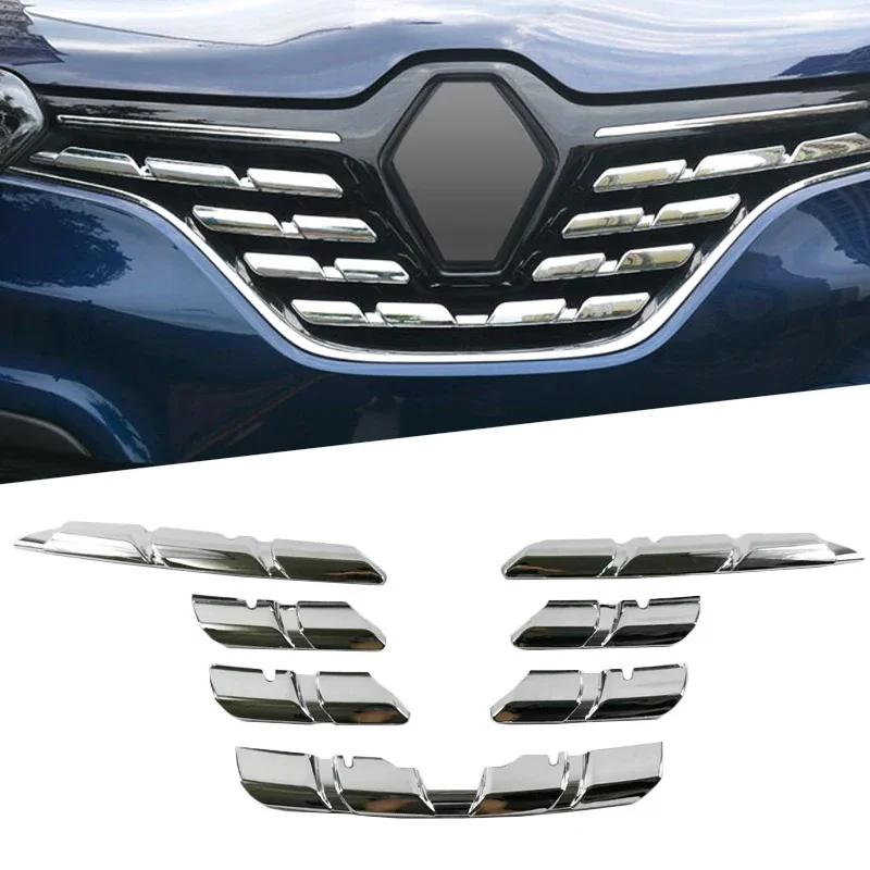 For Renault Kadjar 2016-2019 ABS Chrome Front Mesh Grille Bumper Cover Trim Insert Bonnet Garnish Molding Guard Protector