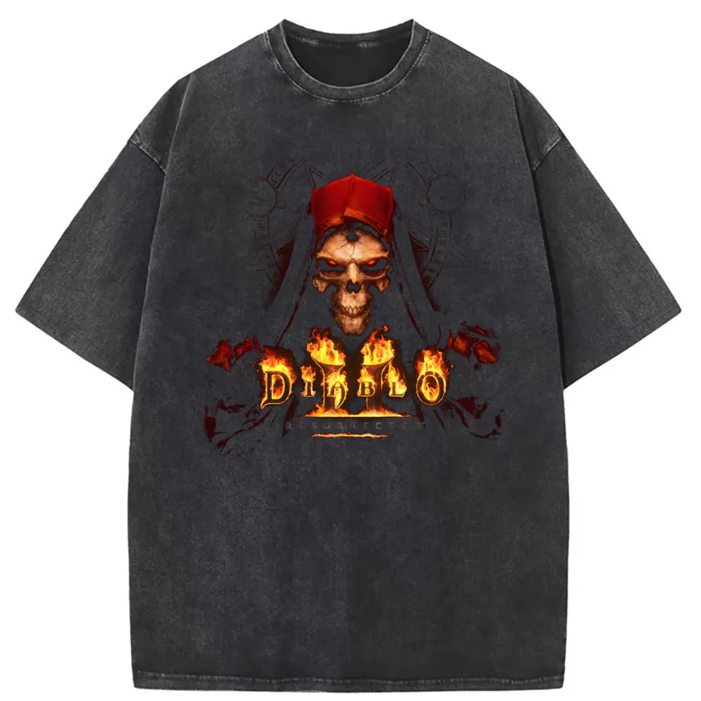 Diablo Ii Resurrected Printing T Shirt Game Summer Men Washed Tshirt Birthday Clothes Prevailing Long Sleeve Sweatshirts New