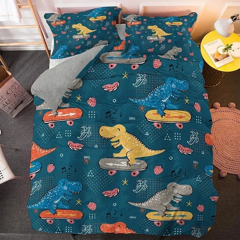 

Cartoon Dinosaur Bedding Set Boys Girls Twin Queen Size Duvet Cover Pillowcase Bed Boys Fashion Home Textileextile