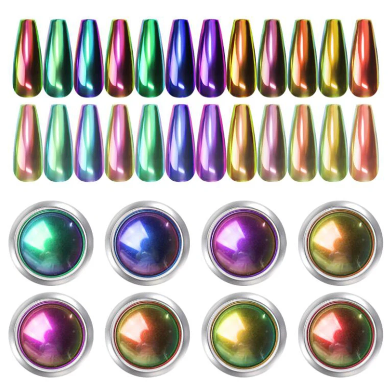 

Glitter Magic Mirror Nail Art Powder Chameleon Nail Decoration Women Salon Beauty Tools Manicure Polish Decal Wraps Beauty Nails