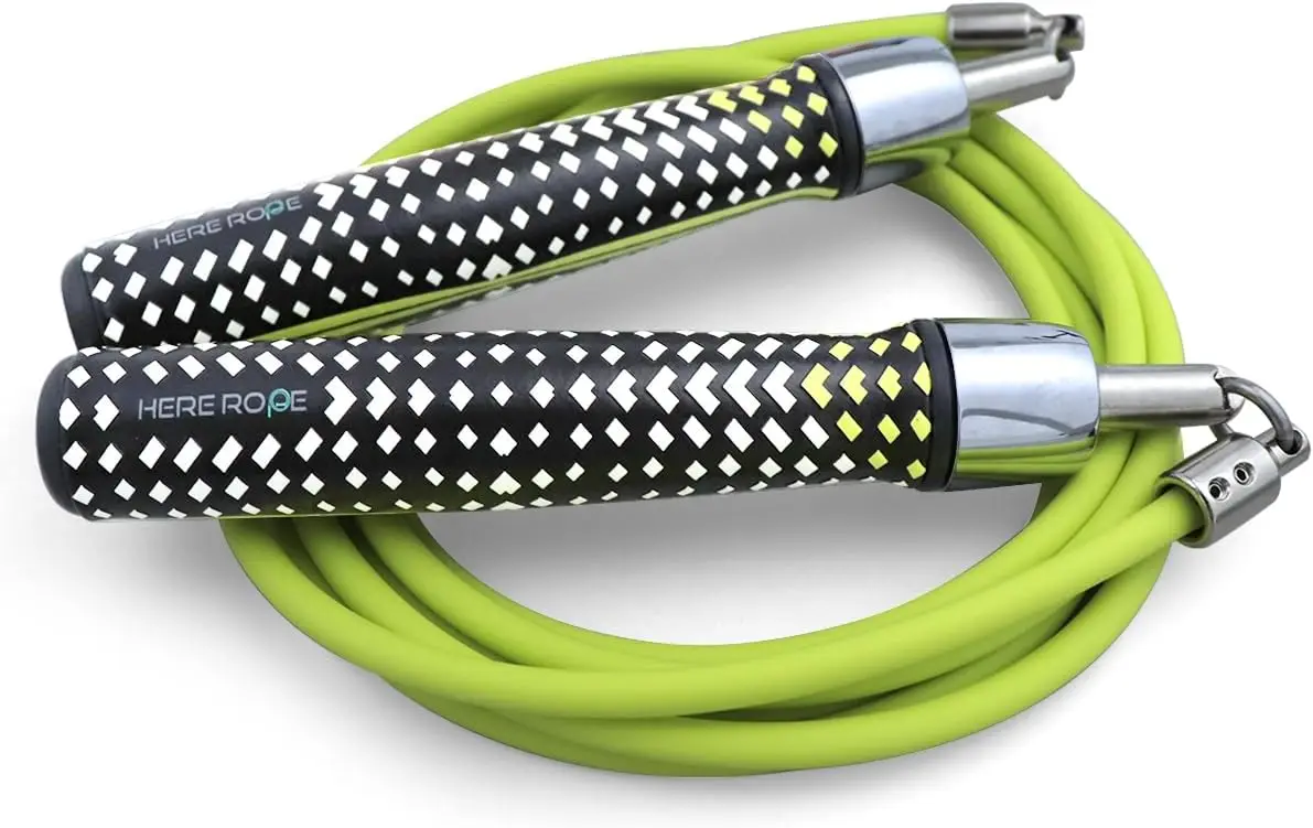 

Weighted Jump Rope 1/4LB for Speed, Cardio, Boxing & Workout, Tangle-Free Cable with Ball-Bearing, Ergonomic PU Leather Grip for