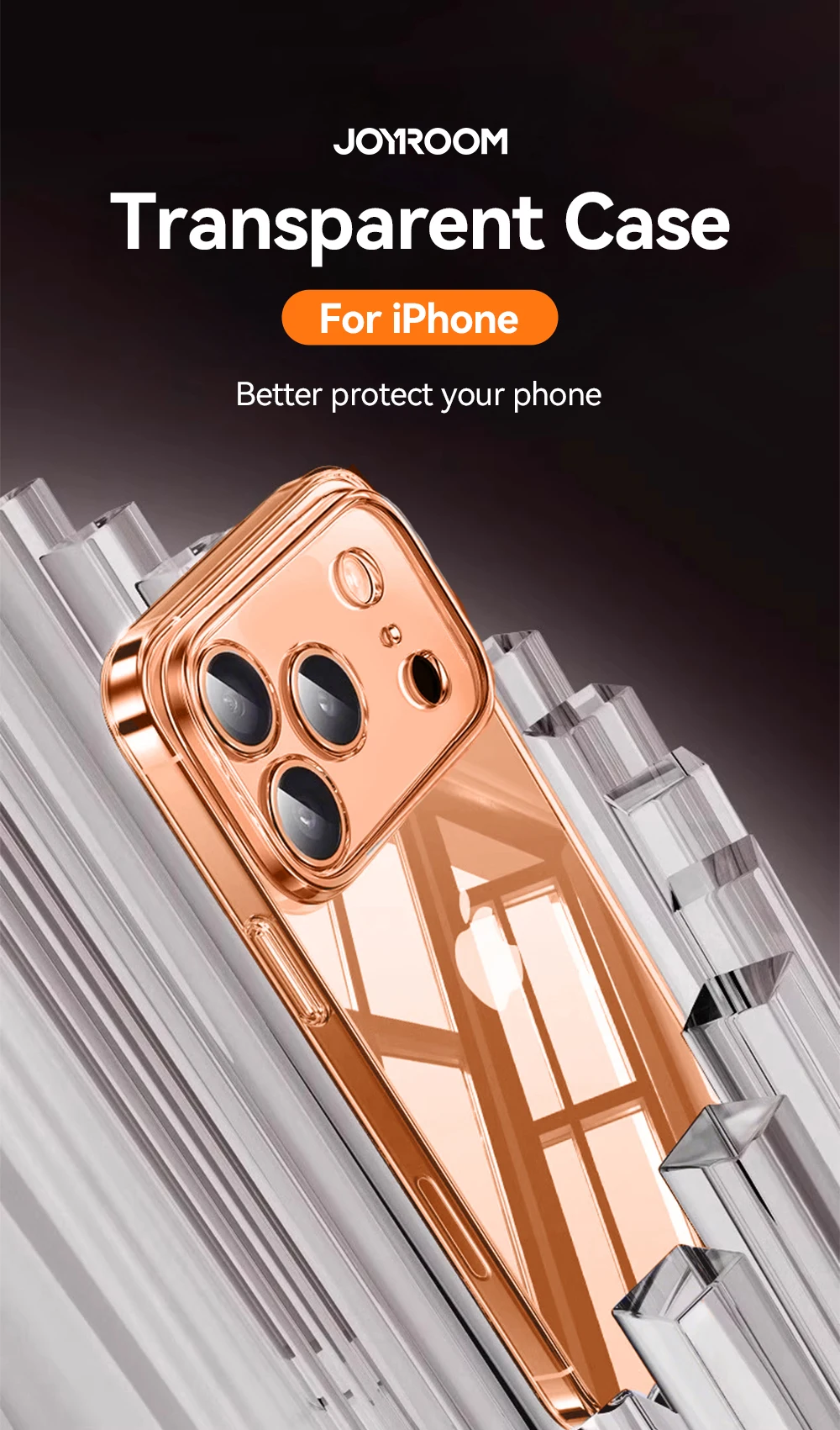 Joyroom Clear Case für iPhone 17 Pro Max, Anti-Drop, transparente Abdeckung, vergilbungsfrei, stoßfest, ultradünn, Displayschutz – Detail 4