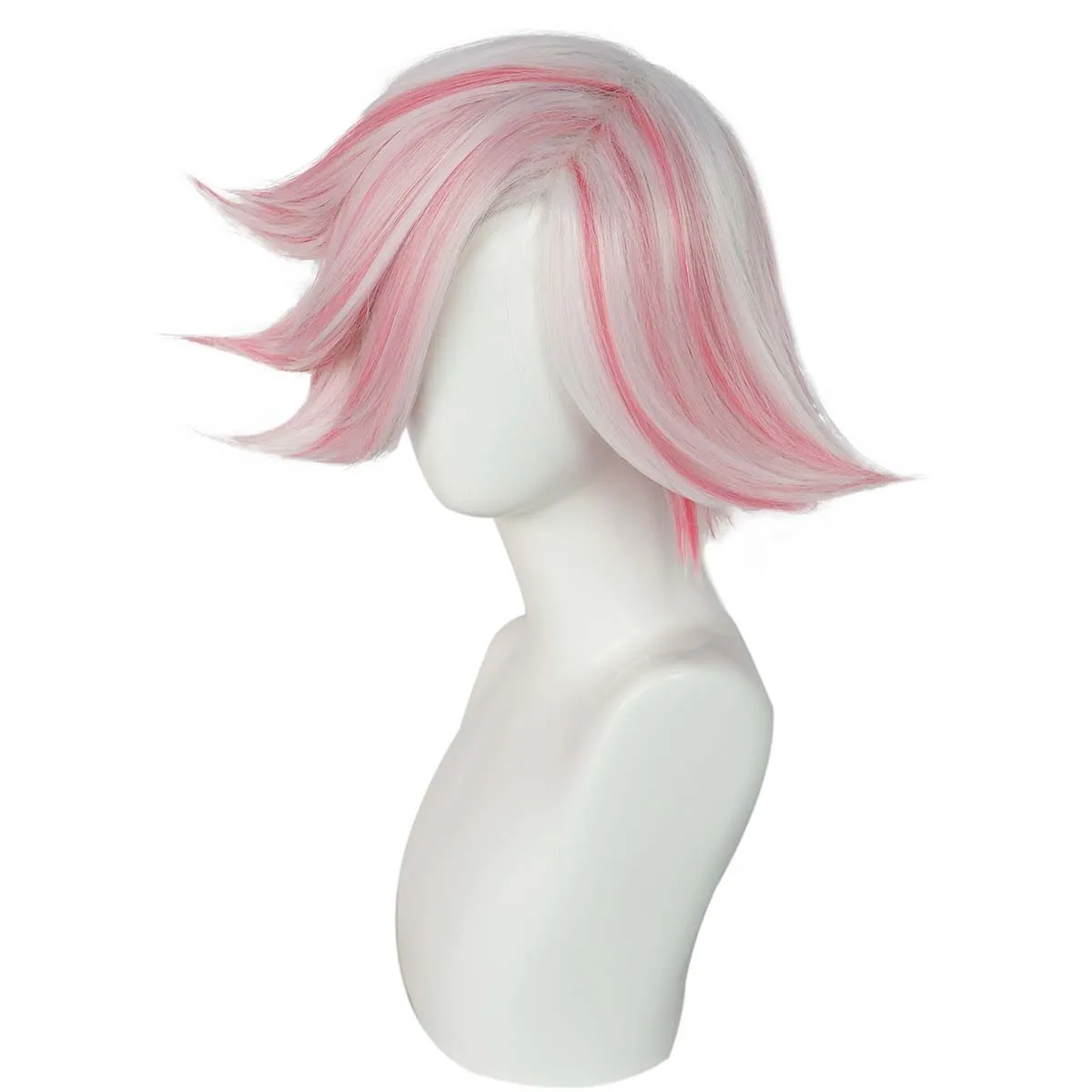 Halloween Carnaval Dames Angeldust Cosplay Roze en Zilverwit Synthetisch Kort Haar Pruik