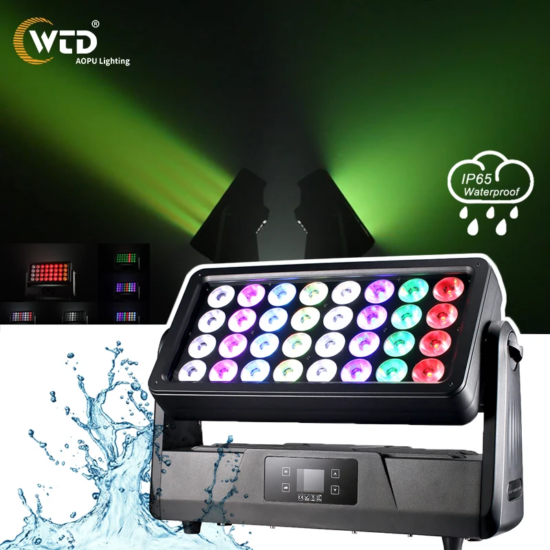 

Водонепроницаемый прожектор AOPU 32X40W RGBW 4-в-1 с эффектом стробоскопа, сценический свет для наружного освещения архитектурных объектов