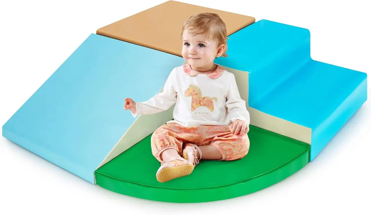 Climb and Crawl Foam Play Set, 4-Piece Soft Toddler Corner Climber Indoor Active Play Structure for Babies & Toddlers, Great for