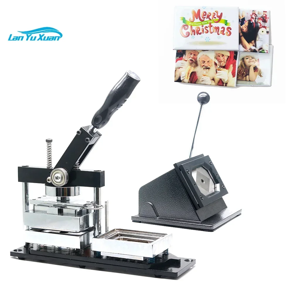 80*53mm Rectangular Button Fridge Magnet Making Machine Kit with Paper Cutter and 100sets Materials