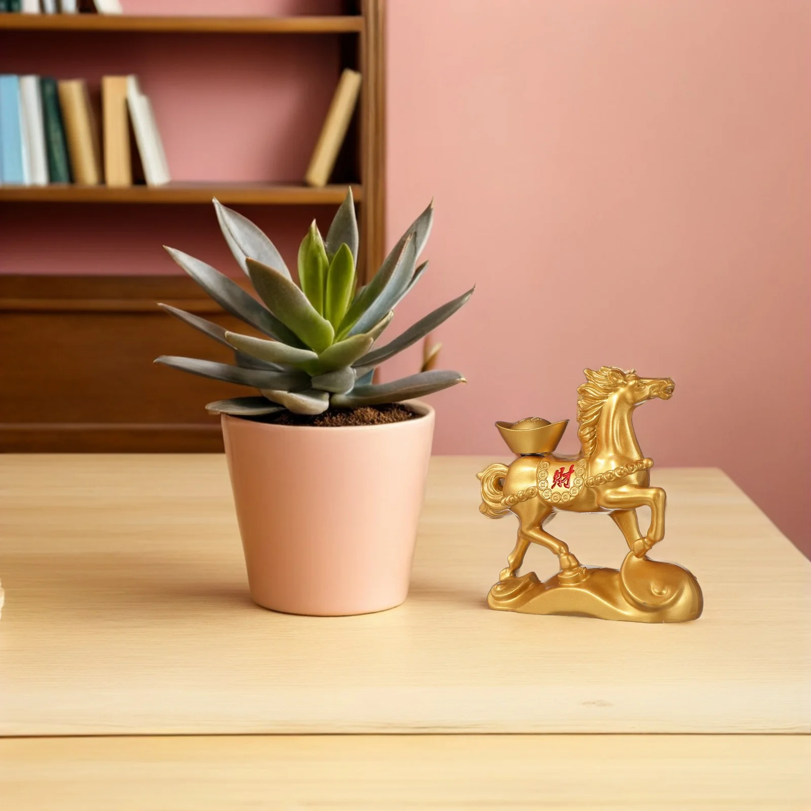 

Golden Horse Sculpture Miniature Brass Feng Shui Horse Office Desk Table Decor Coffee Table Wealth Luck Statue