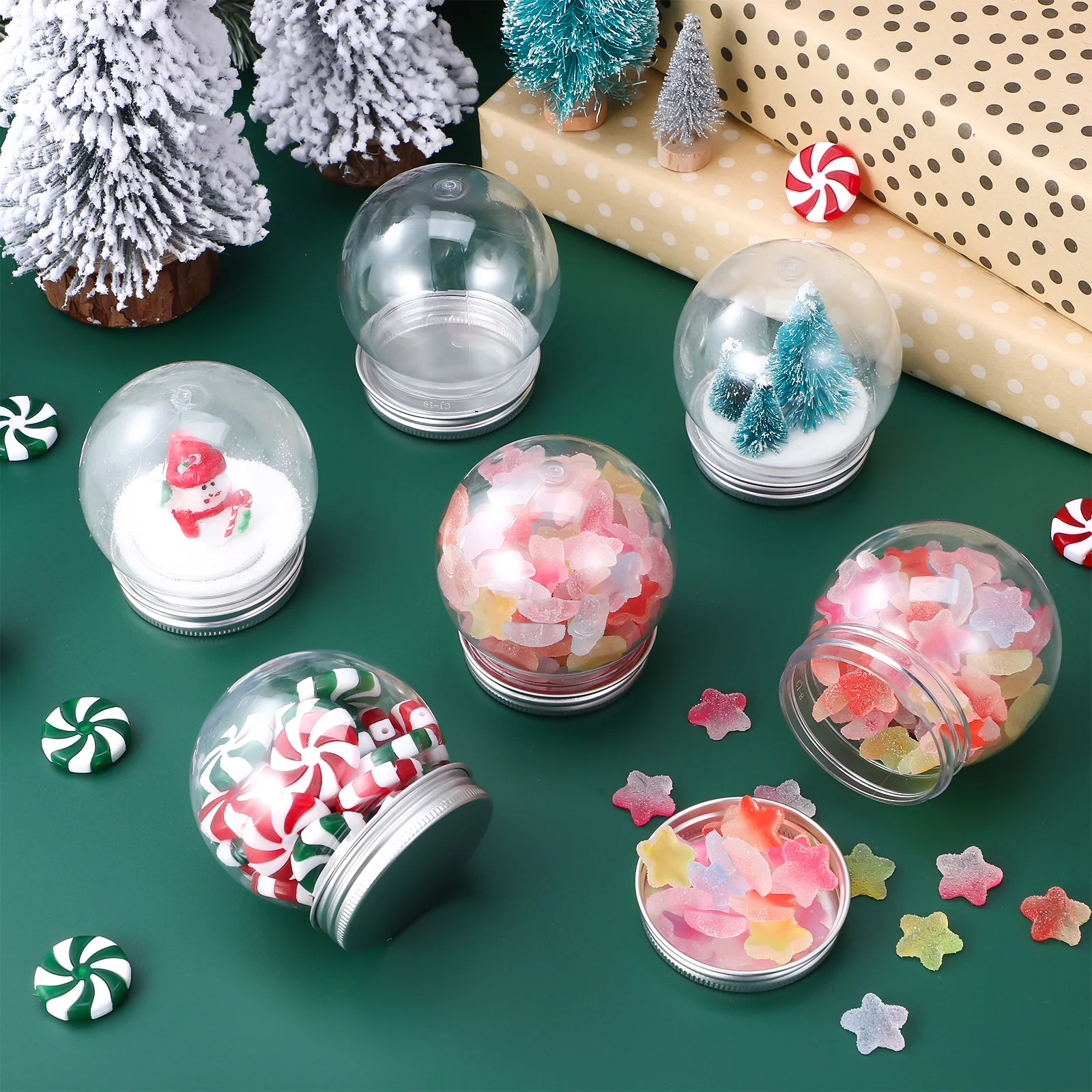 10 Pcs Christmas Globe Snow Lamp Aluminum Snowballs Compact Plastic DIY Water Globes