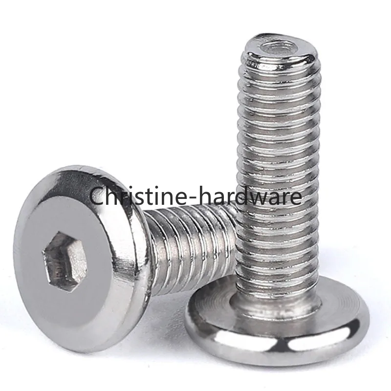 Stainless Steel 304 Plated Flat Head Chamfered Hexagon Socket Bolt M4M5M6M8 X 20mm Silver Furniture Matching Screw