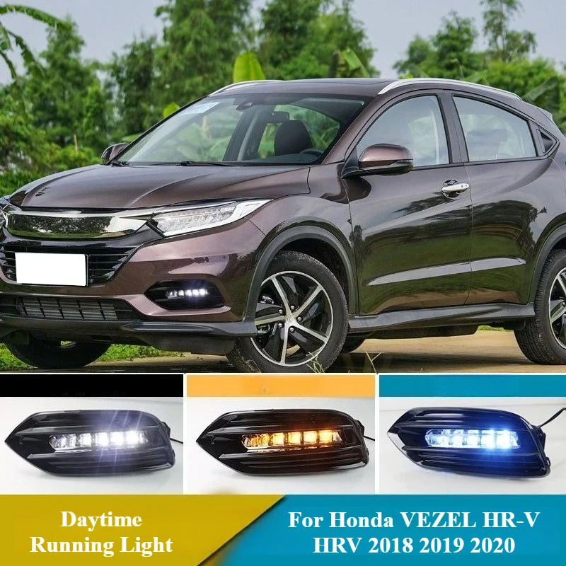 

Для Honda VEZEL HR-V HRV 2018 2019 2020: Светодиодные дневные ходовые огни (ДХО) с функцией динамического поворотника, модификация передних противотуманных фар