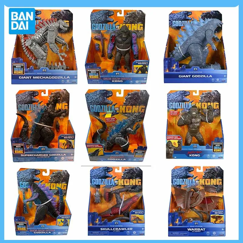 Bandai-figuras de acción de Godzilla Vs Kong, juguetes originales de Anime de película King of The Skullcrawler Monsters, regalo de Navidad para niños