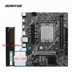 JGINYUE H610 Motherboard Set LGA1700 Support 12/13/14th Core DDR4 Dual Memory MAX 64GB 2x M2 NVME Gaming Desktop Combo